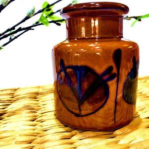 Vintage Boho JAPAN Ceramic Pottery Jar Vase Brown